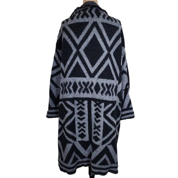 Free People Geometric Small Black & Grey Cardigan Sweater - Picture 3 of 6
